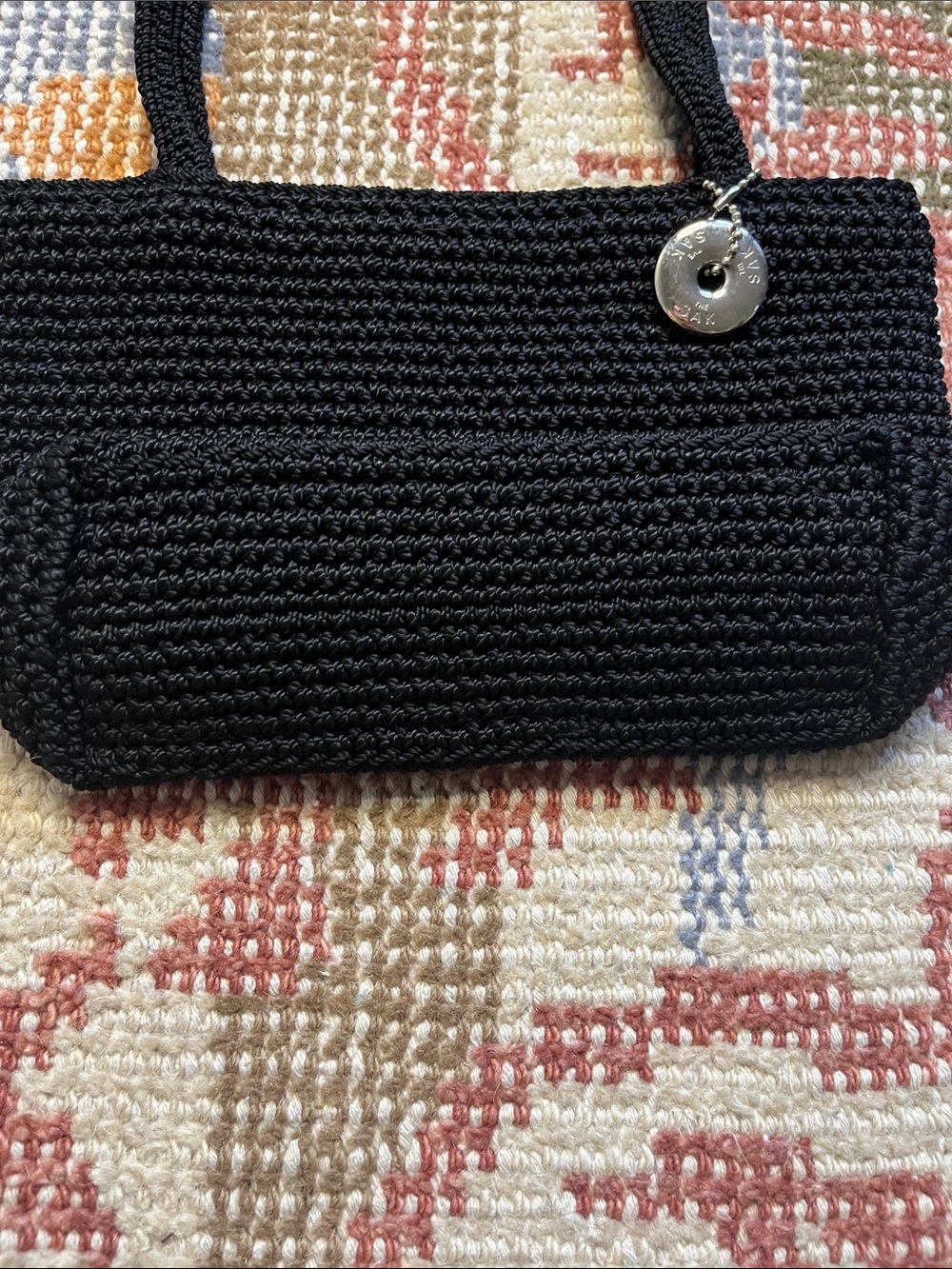 The Sak Black Crochet Knit Baguette Shoulder Mini Bag - Picture 6 of 10
